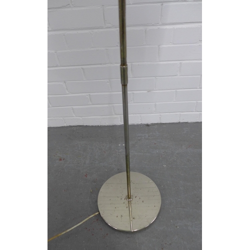 207 - Vintage chrome standard lamp with a green Guzzini style shade. 140 x 42cm.