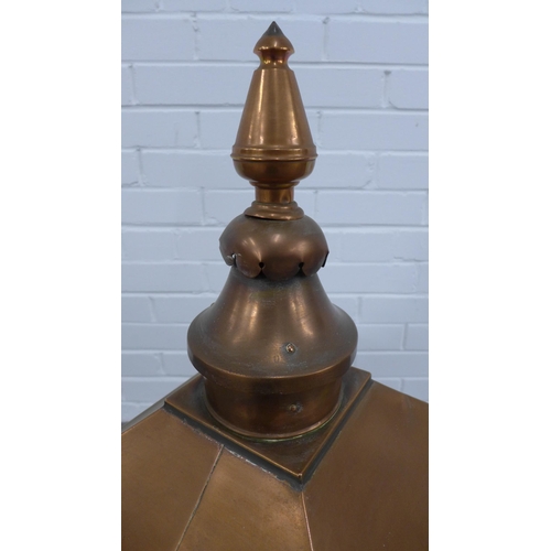 214 - Late 19th century copper street lantern (A/F) 80 x 38cm.