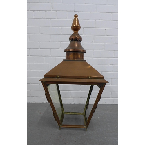 214 - Late 19th century copper street lantern (A/F) 80 x 38cm.