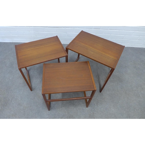 219 - Danish nest of three teak tables, stamped Gelsted Danmark, 50 x 52 x 37cm  (3)