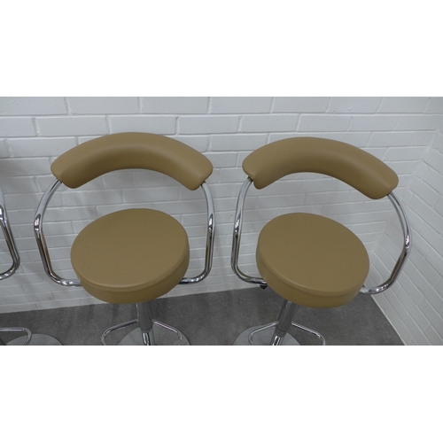 223 - Set of four contemporary chrome and vinyl upholstered bar stools, 104 x 52cm  (4)