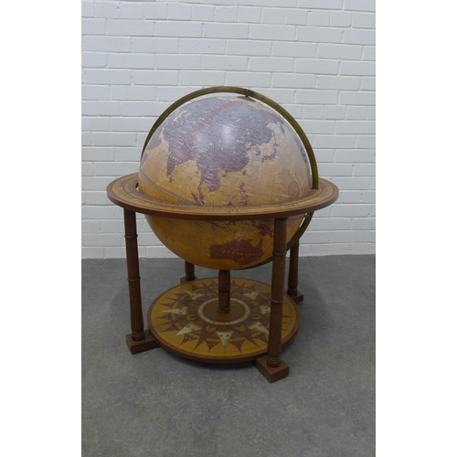 224 - Modern terrestrial globe, floor standing, 90 x 80cm