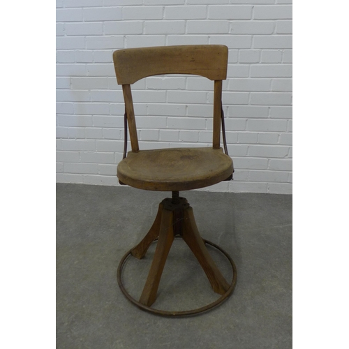 236 - Edwardian swivel chair, stamped ER VII, 84 x 41 x 41cm