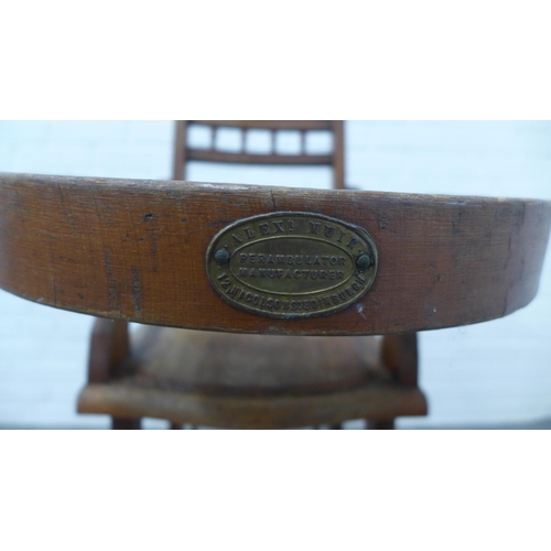 238 - Early 20th century child's high chair, retailed by Alex Muir, Edinburgh.  94 x 41 x 57cm