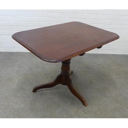 239 - 19th century mahogany pedestal table with a rectangular top with a moulded edge, on a tripod base, 6... 