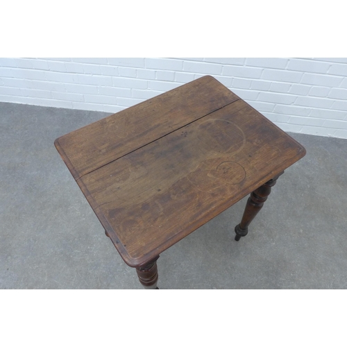 241 - Late 19th century mahogany table with a rectangular top over a single cushion fronted drawer, raised... 