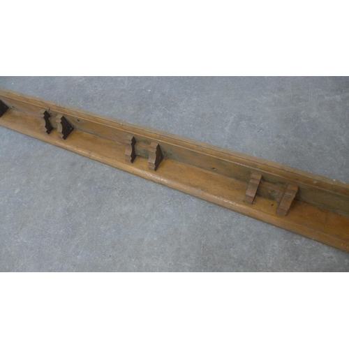 245 - Architectural oak / pine long shelf / rack, 285cm long