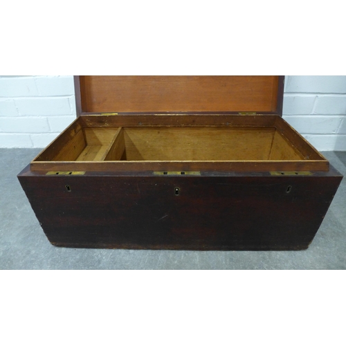 246 - Victorian mahogany storage box, 26 x 61 x 30cm, pine wall shelves and another set (3)