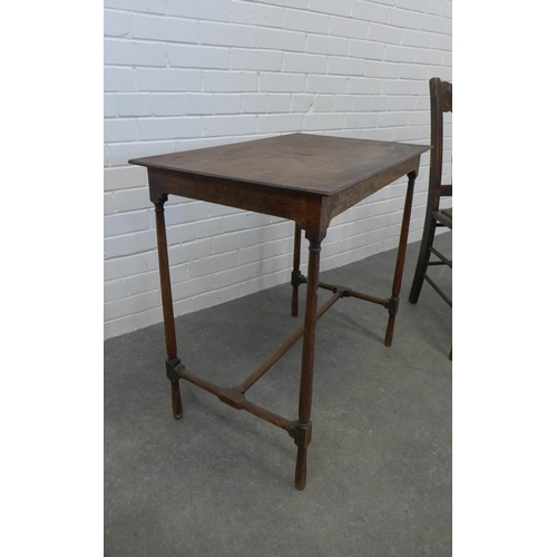 247 - Late 19th century side table, 71 x 74 x 47cm and an early 20th century spindle back chair (2)