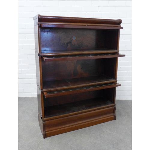 251 - Globe Wernicke mahogany sectional bookcase with three leaded glass panels, 114 x 87 x 28cm