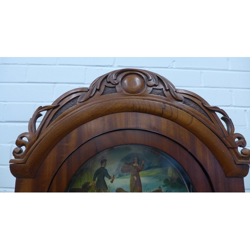 255 - 19th century mahogany longcase clock with a carved arched top over a painted dial inscribed Winters,... 