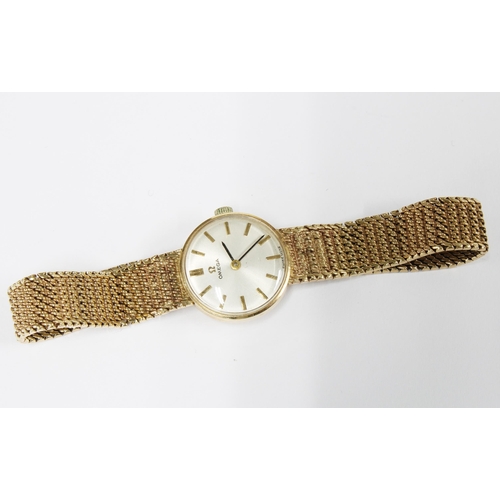 26 - Lady's vintage Omega wrist watch on a 9ct gold textured bracelet strap, London 1965, with Omega box