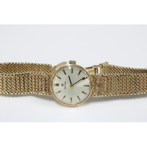 26 - Lady's vintage Omega wrist watch on a 9ct gold textured bracelet strap, London 1965, with Omega box