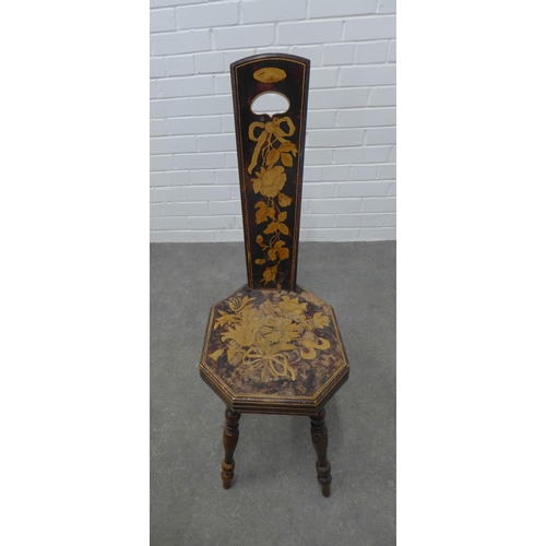 265 - Spinning chair with floral garland pattern, 89 x 29 x 32cm