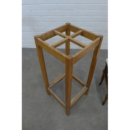 267 - Early 20th century oak stick / umbrella stand, footstool and cricket table (3)