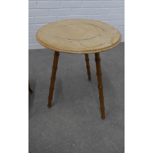 267 - Early 20th century oak stick / umbrella stand, footstool and cricket table (3)