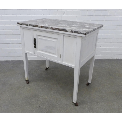 269 - Edwardian washstand, marble top and white painted base, 76 x 77 x 46cm