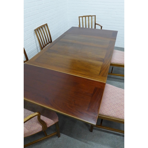 278 - 20th century extending dining table and set of six chairs (7) 75 x 212(open) 120 (closed) x 106cm (7... 