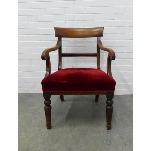 282 - 19th century  mahogany open armchair with table back and upholstered seat 89 x 57 x 51cm