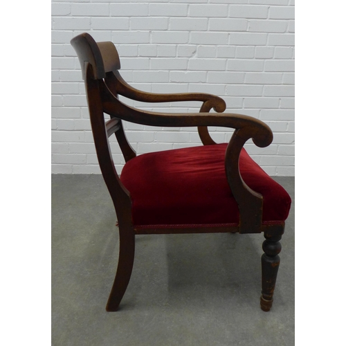 282 - 19th century  mahogany open armchair with table back and upholstered seat 89 x 57 x 51cm