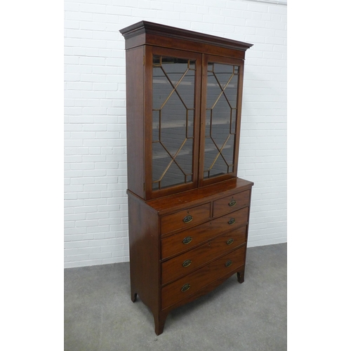 284 - 19th century mahogany bureau bookcase, 224 x 103 x 47cm