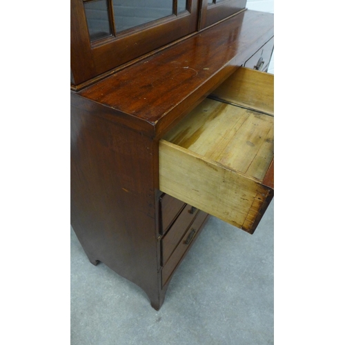 284 - 19th century mahogany bureau bookcase, 224 x 103 x 47cm