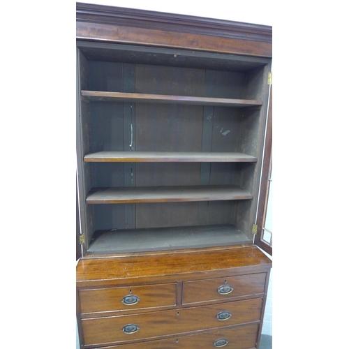 284 - 19th century mahogany bureau bookcase, 224 x 103 x 47cm