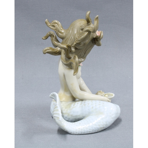 308 - Mirage, a Lladro mermaid with pearl, 13cm