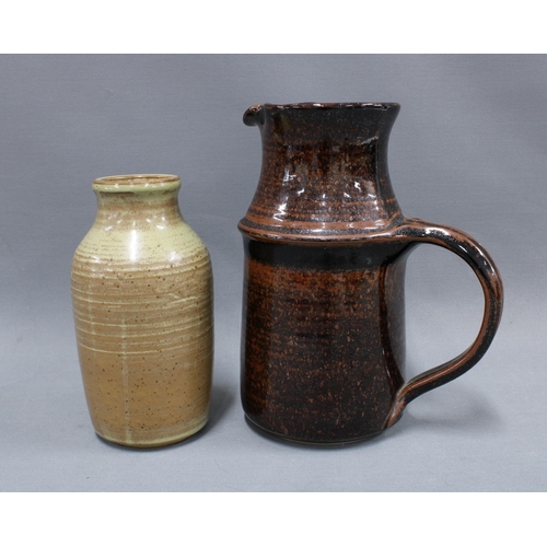 309 - Angus MacLeod studio pottery vase, signed and dated 61, together  with a studio pottery jug with ten... 