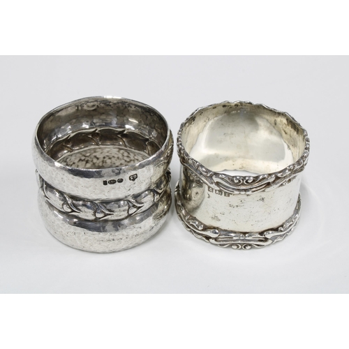 32 - Georg Jensen silver napkin ring, London silver import mark for 1921 together with an Edwardian silve... 