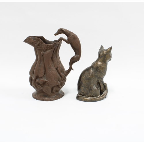 321 - Paul Jenkins (b. 1949)  bronze patinated resin model of a seated cat, impressed monogram, 14cm high ... 