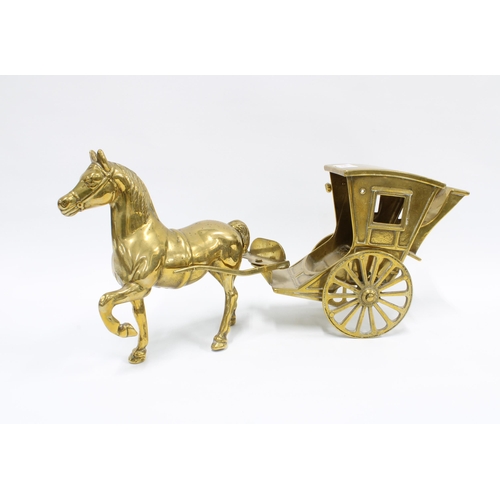 329 - Brass horse and carriage, 48cm long