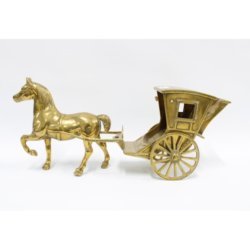 329 - Brass horse and carriage, 48cm long