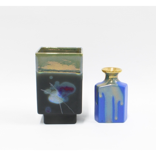 335 - Margery Clinton (1931-2005), lustre vases to include one square vase dated 30.07.82, and another of ... 