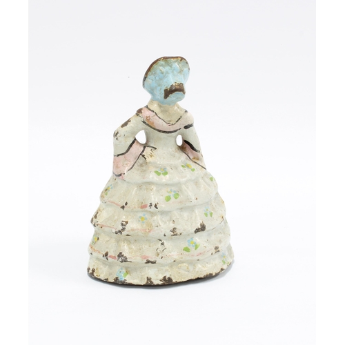 338 - Early 20th century cast iron Southern Belle figure / doorstop, 13cm