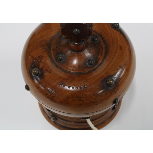 366 - Fruitwood novelty Jubilee string holder box and cover in the form of a crown, 9cm