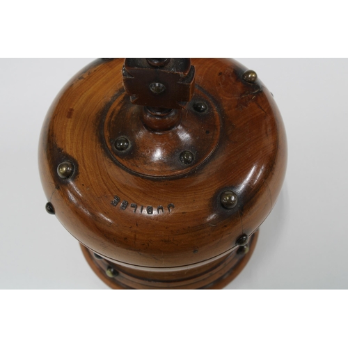 366 - Fruitwood novelty Jubilee string holder box and cover in the form of a crown, 9cm