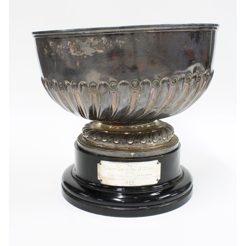 39 - Edwardian silver pedestal punch bowl, Goldsmiths & Silversmiths Company, London 1908, half gadrooned... 