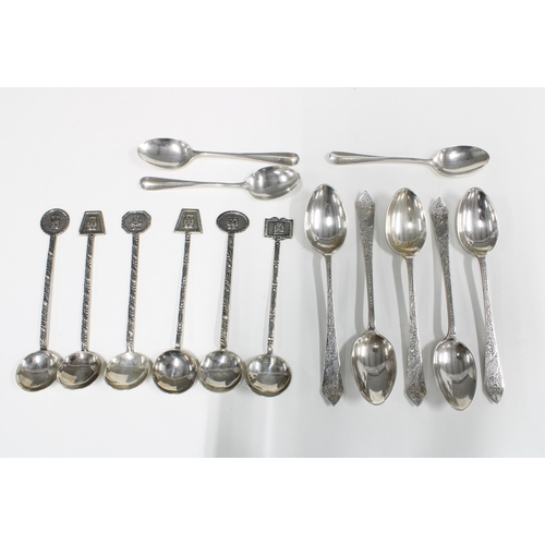 42 - Five Edwardian silver teaspoons, Glasgow 1908, three sheffield silver teaspoons and a set of six chi... 