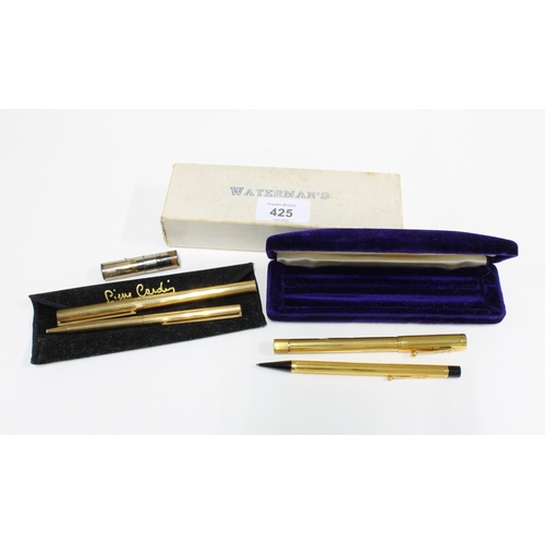 425 - Vintage Waterman's gold plated  Ideal Fountain pen and pencil set, Dupont gold plated fountain with ... 