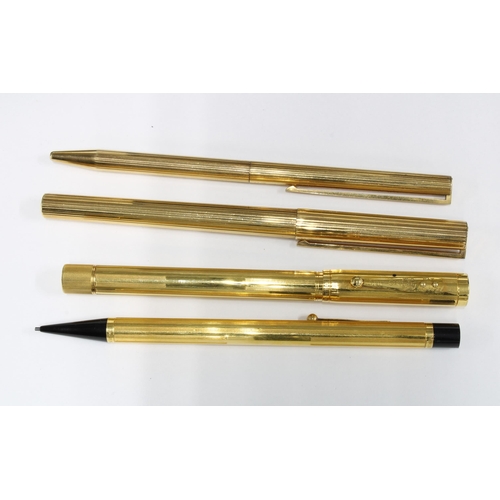 425 - Vintage Waterman's gold plated  Ideal Fountain pen and pencil set, Dupont gold plated fountain with ... 