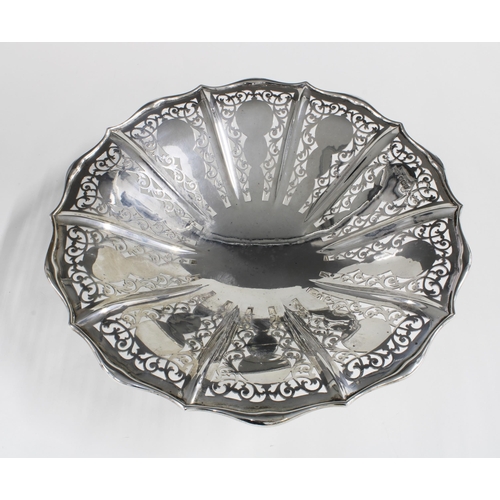 43 - George V silver pierced pedestal bowl,  Sheffield 1916, 26cm