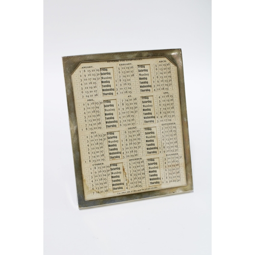 53 - George V silver framed perpetual calendar, London 1911, 16 x 20cm