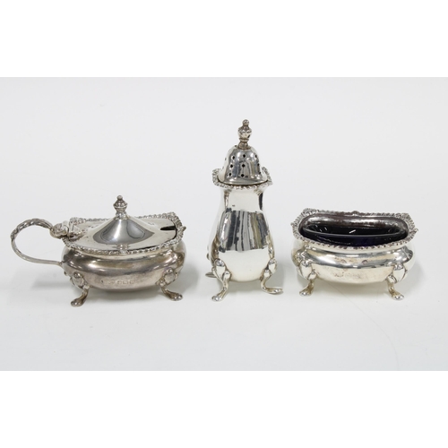 55 - George V cased silver cruet set, Birmingham 1921