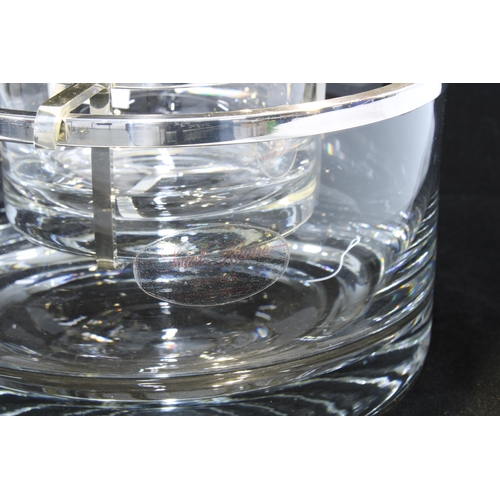 67 - Souffle Bouche French clear crystal and silver plate caviar dish, 20cm diameter