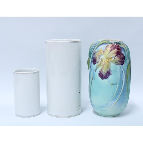 73 - Two Hutschenreuther Alfons Mucha porcelain vases and a Bretby Art Nouveau vase (Bretby vase a/f) (3)... 