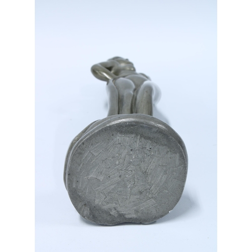 74 - Pewter female nude figure, 28cm high