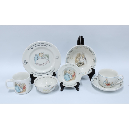 83 - Collection of Beatrix Potter nursery ware pottery and a small group of fruit moulded plates and bowl... 