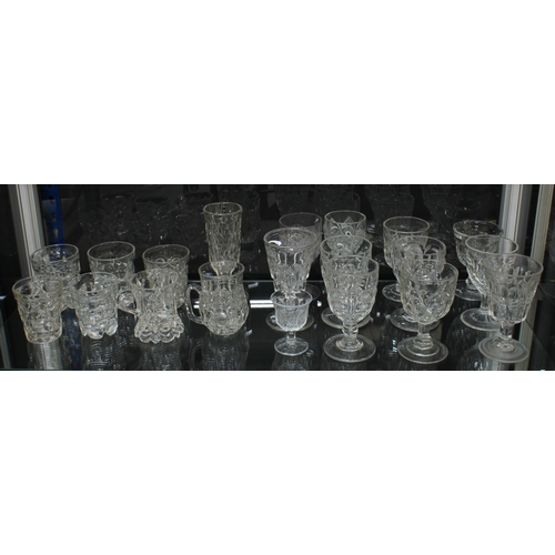 90 - A collection of 19th century moulded glass comprising wine glasses and tumblers etc (20)