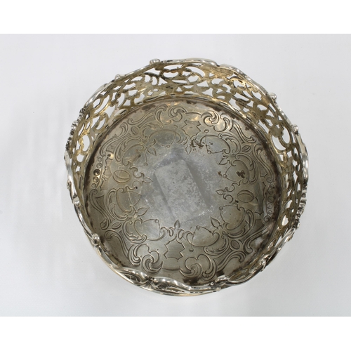 1 - Victorian silver wine coaster by  John Angell II & George Angell London 1845, the pierced sides with... 